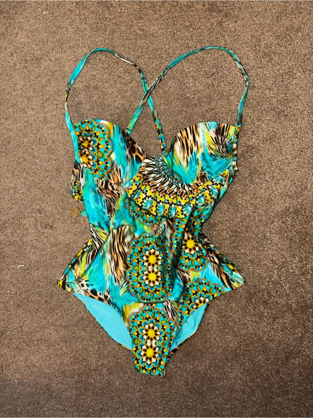 Turquoise Patterned One-Piece Swimsuit